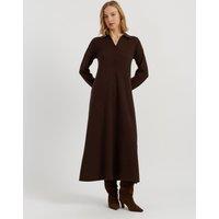 Chinti & Parker Wool Rich Polo Dress With Cashmere Chocolate