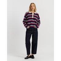 Chinti & Parker Brushed Pure Merino Wool Striped Collared Sweatshirt Multi
