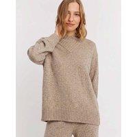 Chinti & Parker Pure Cashmere Textured High Neck Jumper Sand