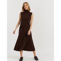 Chinti & Parker Midi A-Line Skirt with Cashmere Chocolate