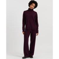 Chinti & Parker Wool Rich Wide Leg Track Pants with Cashmere Purple