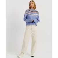 Chinti & Parker Wool With Cashmere Fair Isle Textured Jumper Blue Mix