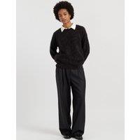 Chinti & Parker Brushed Pure Merino Wool Crew Neck Relaxed Sweatshirt Black