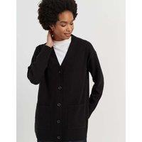Chinti & Parker Wool Rich V-Neck Longline Cardigan Black