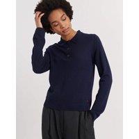 Chinti & Parker Wool Rich Collared Sweatshirt with Cashmere Navy
