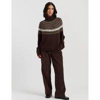 Chinti & Parker Wool with Cashmere Fair Isle Polo Neck Jumper Brown Mix