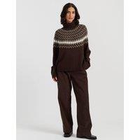 Chinti & Parker Wool with Cashmere Fair Isle Polo Neck Jumper Brown Mix