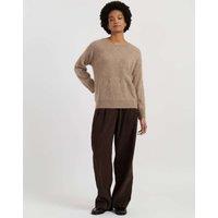 Chinti & Parker Brushed Pure Merino Wool Crew Neck Relaxed Sweatshirt Light Brown