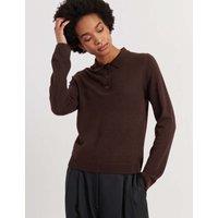 Chinti & Parker Wool Rich Collared Sweatshirt with Cashmere Chocolate