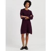 Chinti & Parker Wool Rich Mini Skater Dress with Cashmere Plum