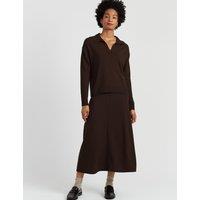 Chinti & Parker Wool Rich Collared Jumper with Cashmere Chocolate