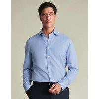 Charles Tyrwhitt Slim Fit Non-Iron Pure Cotton Twill Check Shirt Mid Blue