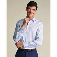 Charles Tyrwhitt Slim Fit Non-Iron Pure Cotton Prince of Wales Shirt Light Blue Mix