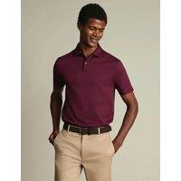 Charles Tyrwhitt Pure Cotton Popcorn Textured Polo Dark Red