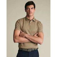Charles Tyrwhitt Pure Cotton Popcorn Textured Polo Tan