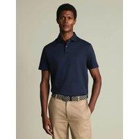 Charles Tyrwhitt Pure Cotton Popcorn Textured Polo Navy