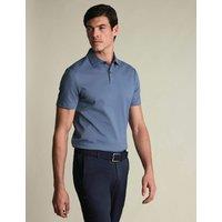 Charles Tyrwhitt Pure Cotton Popcorn Textured Polo Petrol