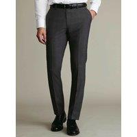 Charles Tyrwhitt Slim Fit Pure Wool Check Trousers Grey