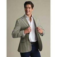 Charles Tyrwhitt Slim Fit Pure Linen Check Suit Jacket Green Mix