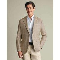 Charles Tyrwhitt Slim Fit Pure Linen Check Suit Jacket Camel Mix
