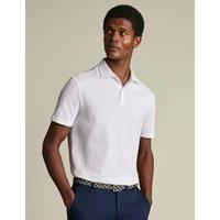 Charles Tyrwhitt Pure Cotton Popcorn Textured Polo White