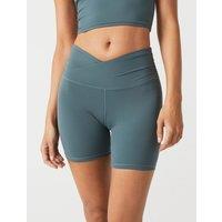 Lilybod Addison High Waisted Wrap Waistband Shorts Medium Green
