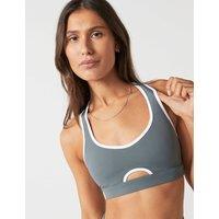 Lilybod Clare V Neck Cutout Sports Bra Medium Green