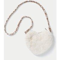 M&S Faux Fur Heart Shaped Bag Beige