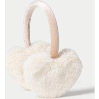 M&S Ivory Faux Fur Heart Shaped Earmuffs Cream