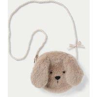 M&S Faux Fur Dog Cross Body Bag Beige