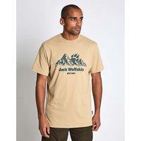 Jack Wolfskin Pure Cotton Crew Neck Graphic T-Shirt Ecru