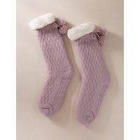 Chelsea Peers Borg Slipper Socks With Grip Pink