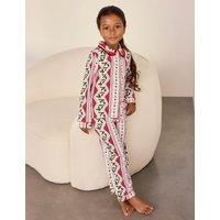 Chelsea Peers Family Christmas Holly Print Pyjama Set (1-10 Yrs) Red Mix