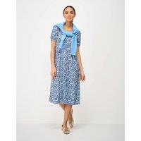 Crew Clothing Jersey Floral Midi Tea Dress Air Force Blue