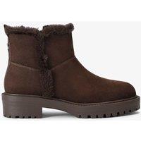 Carvela Faux Fur Trim Flat Round Toe Ankle Boots Brown