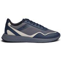 Boss Textured Lace Up Trainers Blue Mix