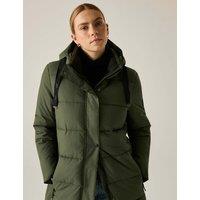 Regatta Eryn Hooded Quilted Padded Longline Jacket Khaki