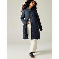 Regatta Adela Quilted Padded Hooded Longline Jacket Navy