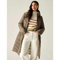 Regatta Adela Quilted Padded Hooded Longline Jacket Brown