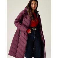 Regatta Adela Quilted Padded Hooded Longline Jacket Burgundy