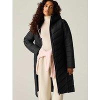 Regatta Adela Quilted Padded Hooded Longline Jacket Black