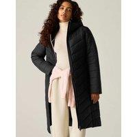 Regatta Adela Quilted Padded Hooded Longline Jacket Black