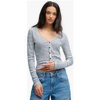 Superdry & Co Pure Cotton Striped Cardigan Navy Mix