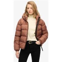 Superdry & Co Water Resistant Hooded Puffer Jacket Brown