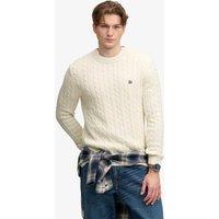 Superdry & Co Pure Cotton Cable Crew Neck Jumper Cream