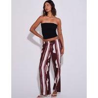 South Beach Striped Drawstring Wide Leg Beach Trousers Multi