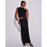 South Beach Ruched Tiered Maxi Beach Skirt Black