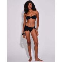 South Beach Textured Ring Detail Bikini Bottoms Black
