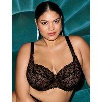 Elomi Carena Lace & Mesh Wired Balcony Bra (F-JJ) Black