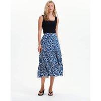 Finery London Floral Button Through Midi Tiered Skirt Navy Mix
